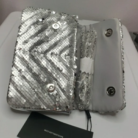 SOLD NWT Nicole Miller Sequin Small Clutch Crossbody Purse Bag - Picture 4 of 7